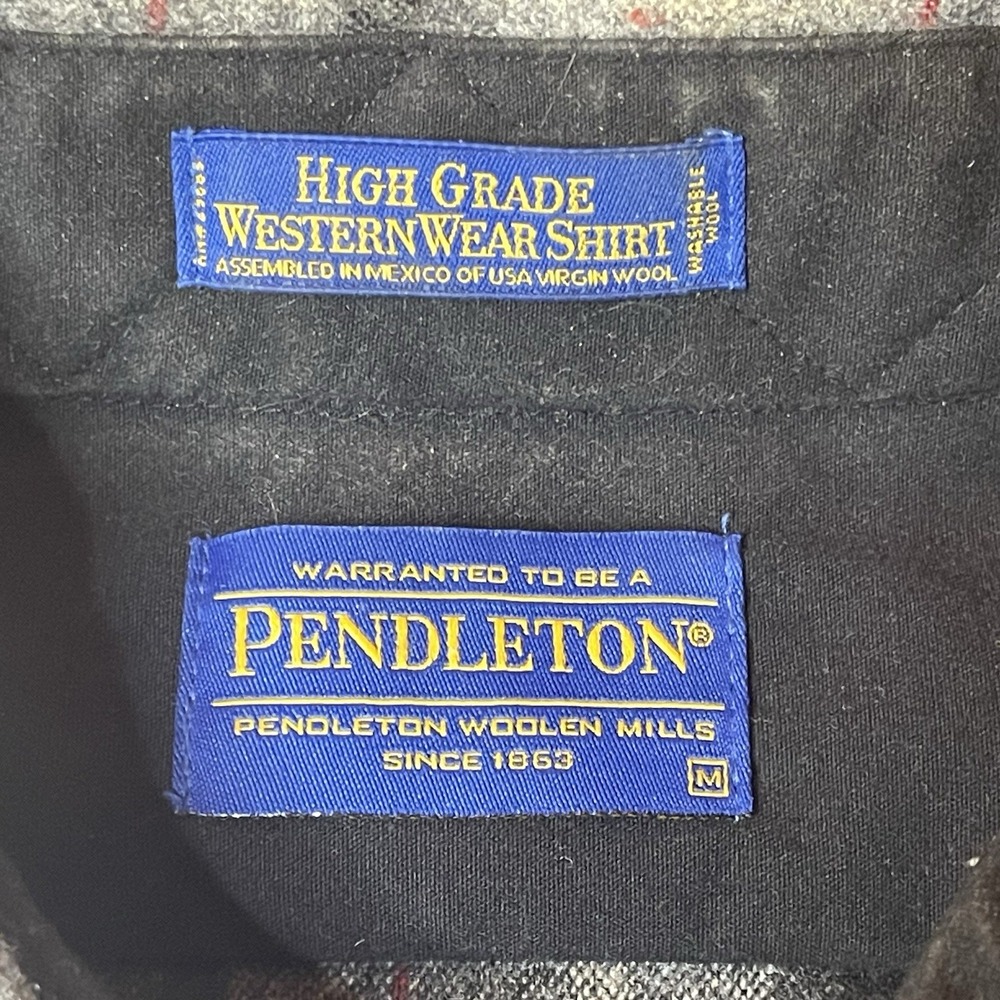 Vintage Pendleton High Grade Western Wear Plaid Wool Shirt Mens M Pearl Snap - Picture 8 of 8